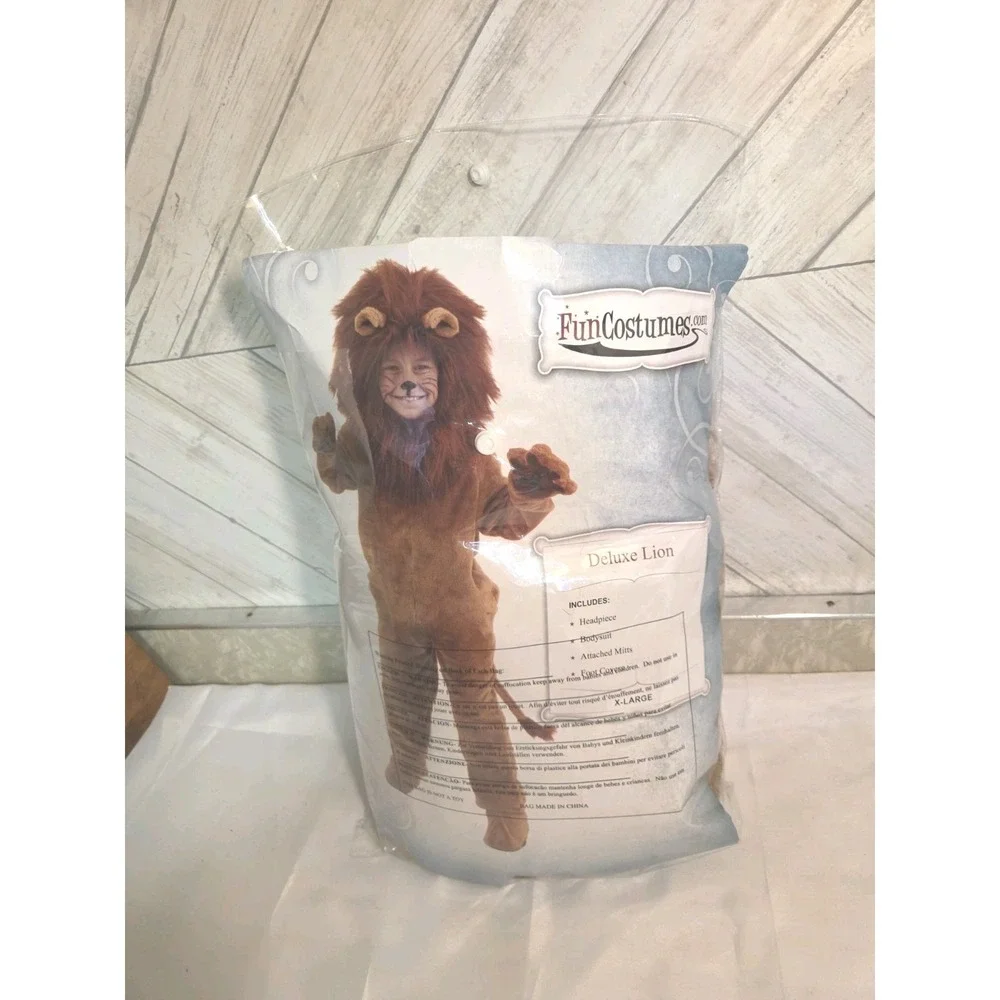 Deluxe Kids Lion Costume Boys Girls Animal Big Cat Halloween  Extra Large 14/16